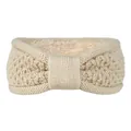 Bandeau tricoté beige avec doublure en polaire douce et design de nœud papillon. - Beige