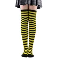Chaussettes montantes à rayures jaunes et noires pour le carnaval et les fêtes - Taille unique / Rayures Fines (16) / Noir+Jaune