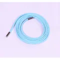 Elegant candy blue thin leather rope belt featuring polished silver metal tips - 165cm / Sky Blue