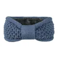 Détail du bandeau tricoté d'hiver chaud avec doublure polaire douce et nœud élégant - Bleu Brume