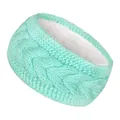 Detalle de diadema de punto de cable verde menta con forro de vellón blanco suave - Verde Agua