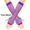 Purple fine fishnet elastic long gloves for nightclub and party outfits - One Size / Purple