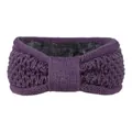 Détail d'un bandeau d'hiver en tricot violet avec doublure en polaire chaude et noeud central - Violet Foncé