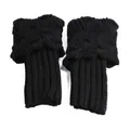 Elegant short black knitted leg warmers featuring textured fold-over cuffs for stylish boots - One Size / Black