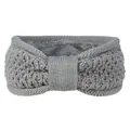 Gros plan d'un bandeau en tricot gris avec doublure en polaire douce pour l'hiver. - Gris clair