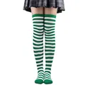Chaussettes hautes à rayures horizontales vertes et blanches pour fêtes de carnaval - Taille unique / Rayures Fines (Article 20) / Vert et Blanc
