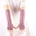 Soft pink cable knit fingerless arm warmers for autumn and winter warmth - Dusky Pink