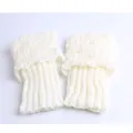 Short white knitted leg warmers with delicate hollow-out pattern and ribbed design - One Size / White