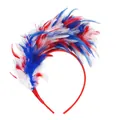 Macro detail of festive feather headband featuring vibrant red, white, and blue plume textures. - Blue White Red (3269 Feather Headband)