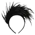 Dramatic black feather headband accessory for carnival parties and festive occasions. - Black (3269 Feather Headband)