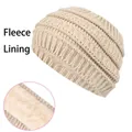 Diadema de punto con forro polar beige para calor invernal y protección de oídos - Diadema con Forro Polar / Beige