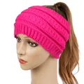 Cozy winter wide cable-knit ear warmer headband for women in vibrant hot pink color - Fluorescent Rose Red