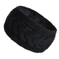 Cinta para el pelo de punto negro para invierno con forro polar y trenzas para mujer - Negro