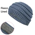 Cinta de punto azul con forro polar para equipo de deportes al aire libre de invierno - Diadema con Forro Polar / Azul Niebla