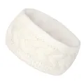 Suave diadema de invierno de punto de ochos blanca con forro polar cálido para mujer - Blanco
