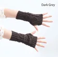 Warm cable knit fingerless gloves in dark grey for women - One Size / Dark Gray