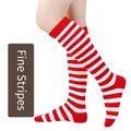 Chaussettes hautes classiques à fines rayures rouges et blanches pour cosplay femme - Taille unique / Rayures Fines (13) / Rouge Blanc