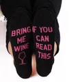 Funny black cotton socks featuring pink Bring Me Wine If You Can Read This lettering - One Size / Wine Theme (BRING ME WINE) / Black