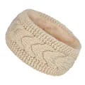 Diadema de punto con forro polar para invierno, calentador de orejas en blanco crema. - Beige