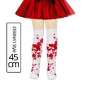 White children's Halloween bloody long tube socks with red splatter print, 45cm length - Kids (7-12 Years) / 45cm Length / Style 45cm