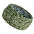 Diadema de punto trenzado con forro polar en color verde militar para deportes de invierno. - Verde Militar