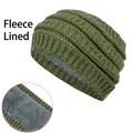 Diadema de punto cálida con forro polar verde militar para deportes de invierno - Diadema con Forro Polar / Verde Militar
