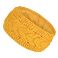Cinta deportiva de punto trenzado amarillo con forro polar para protección en invierno. - Amarillo jengibre