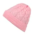 Warm pink cable-knit beanie hat for winter, cozy knitted skull cap for women and men - Adjustable / Pink