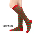 Chaussettes hautes à fines rayures rouges et vertes pour cosplay et spectacle de femmes - Taille unique / Rayures Fines (18) / Rouge et Vert
