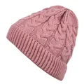 Warm cable knit beanie hat in dusty pink for men and women, stylish winter accessory - Adjustable / Dusky Pink