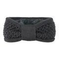 Bandeau en tricot gris foncé avec nœud et doublure en polaire douce pour l'hiver - Gris foncé