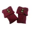 Elegante burgunderrote gestrickte Beinstulpen mit schicken Knöpfen für Winterstiefel - Einheitsgröße / Burgunderrot