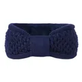 Bandeau tricoté bleu marine doublé polaire avec un nœud élégant pour rester au chaud - Bleu Marine