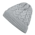 Grey cable-knit beanie hat for men and women, warm winter knitted cap variant. - Adjustable / Gray