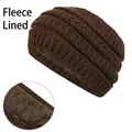 Diadema de punto marrón con forro polar para invierno y protección de oídos calientes - Diadema con Forro Polar / Café