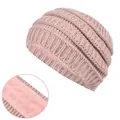 Diadema de punto trenzado rosa con forro de felpa para calor invernal y protección - Diadema con Forro Polar / Rosa Camarón
