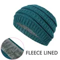 Diadema de punto verde azulado con forro polar y forro gris cálido para invierno - Diadema con Forro Polar / Verde azulado