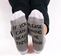 Funny cotton socks with If You Can Read This Please Bring Me Wine letter print on soles - One Size / Wine Theme (PLEASE BRING ME WINE) / White + Light Grey