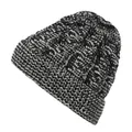 Classic black and white marled cable knit beanie hat for winter warmth and style. - Adjustable / Marled Black and White