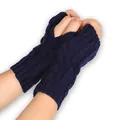 Guanti senza dita in maglia a trecce blu scuro per calore e comfort in ufficio - Taglia unica / Blu Notte