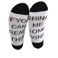 Funny novelty cotton ankle socks with 'Bring me wine' quote on soles for men and women - One Size (36-43) / White (B-1)