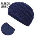 Diadema de punto forrada de vellón azul marino para invierno - Diadema con Forro Polar / Azul Marino