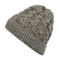 Warm cable knit beanie hat in marl brown with a classic cuffed design for winter - Adjustable / Marled Dark and Light Gray