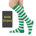 Chaussettes hautes à larges rayures vertes et blanches pour femmes, cosplay et sport - Taille unique / Large Rayure / Vert/Blanc