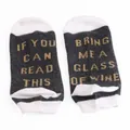 Detailed view of grey and white ankle socks featuring a funny Bring Me Wine quote - One Size (36-43) / Dark Gray Gold Letters (B-1)