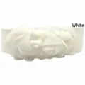 White elastic plus size waist belt featuring elegant chiffon rose flower decorations - 62cm / White