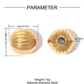 Detailed specs for 8mm golden corrugated stainless steel spacer bead with 2.3mm hole - Ridged Round Style (YK1038) / 8mm/Pack / Gold (Ridged Spacer Bead)