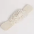 Elegant cream white elastic waist belt with large decorative flower for women plus size - Beige