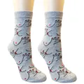 Unique grey cotton crew socks featuring a creative and edgy hand and chest illustration - One Size / Gray