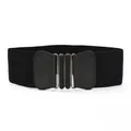 Elegante cintura elastica nera taglie forti per donna cintura larga con fibbia metallo - 62cm / Nero